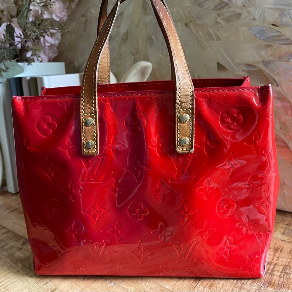 LV Louis Vuitton Monogram Vernis PM Red Mini Tote